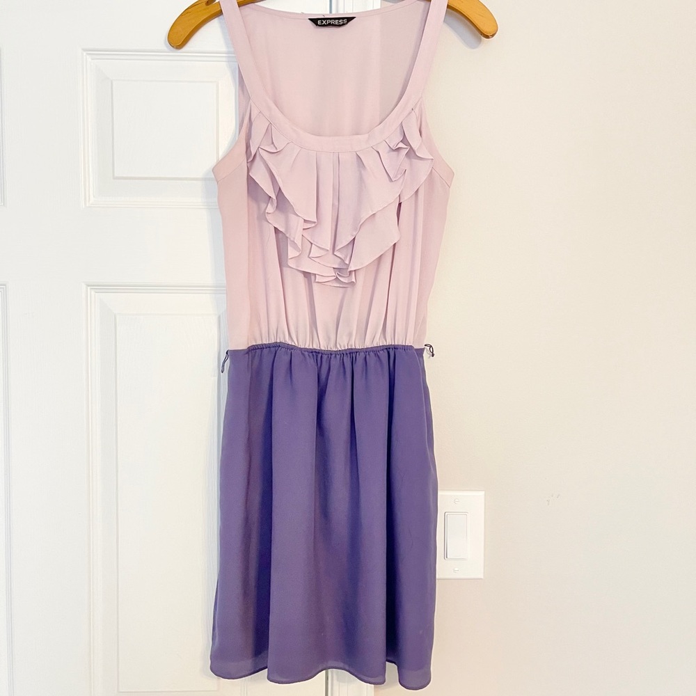 Express size small s purple ruffle dress midi